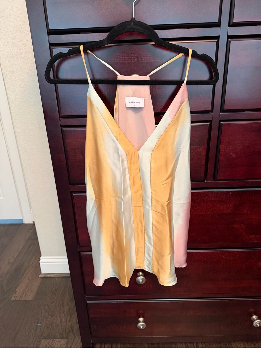 Adrienne Pale Pink and Light Yellow Colorblock blouse